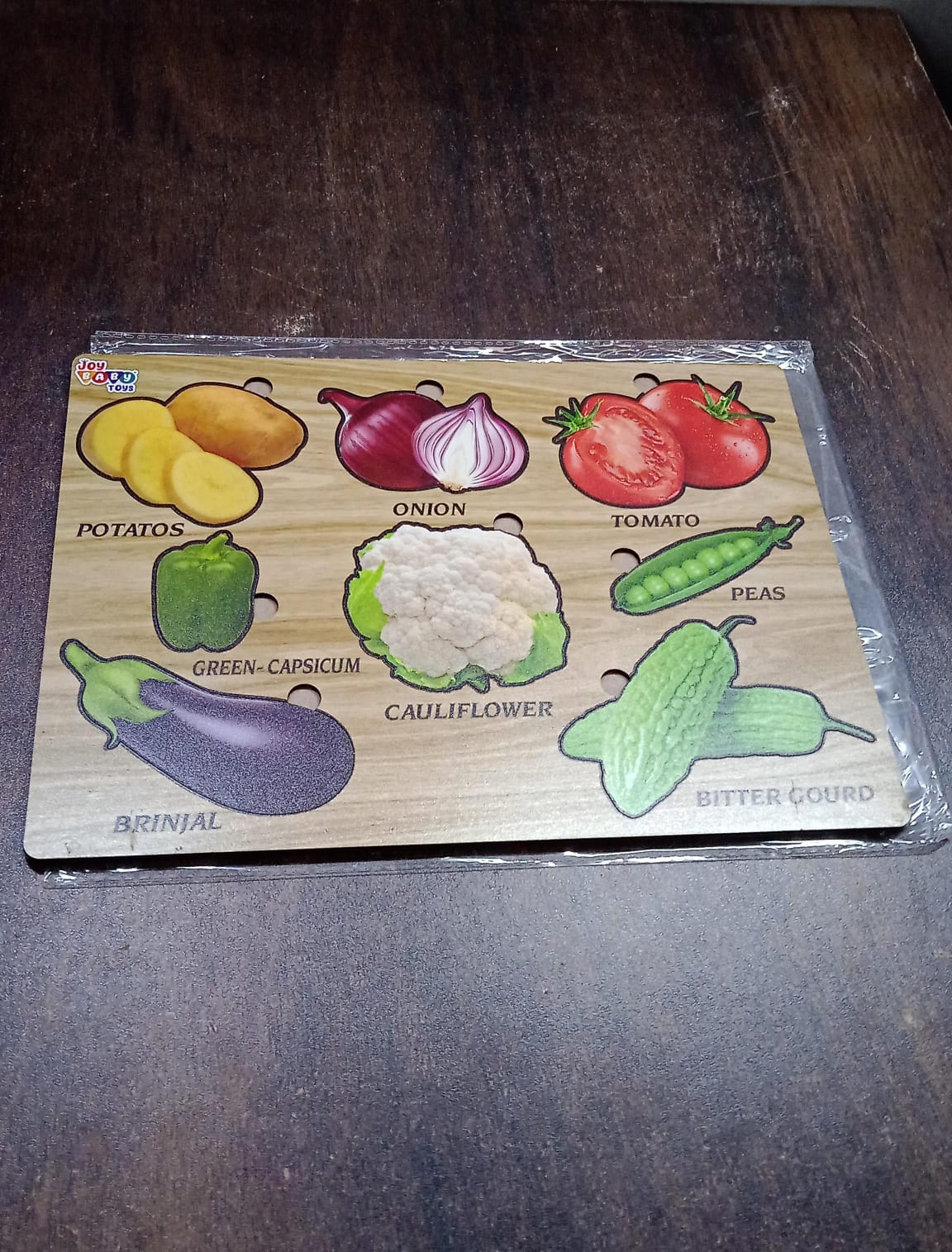 Wooden Vegetable Puzzle Learning Educational Board (1 Set / 28×20 Cm)